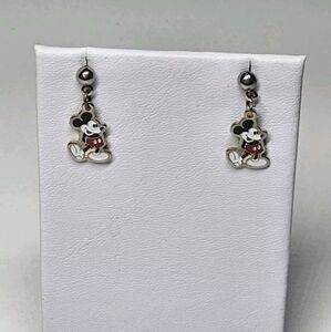 Mickey Mouse Body Miniature Enamel Earrings, Stamped Walt Disney Productions